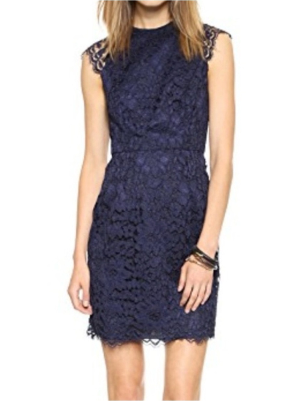 Shoshanna Mariah Lace Dress in navy blue